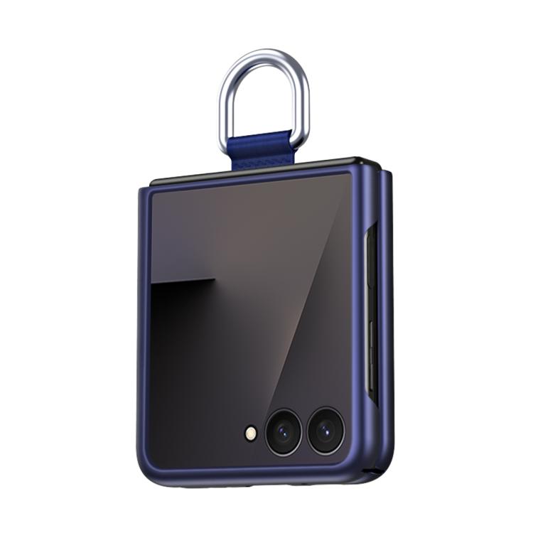 Funda ultrafina con anillo de seda y tacto suave para Samsung Galaxy Flip7 5G (azul)