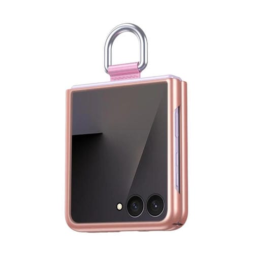 Funda ultrafina con anillo de seda y tacto suave para Samsung Galaxy Flip7 5G (oro rosa)
