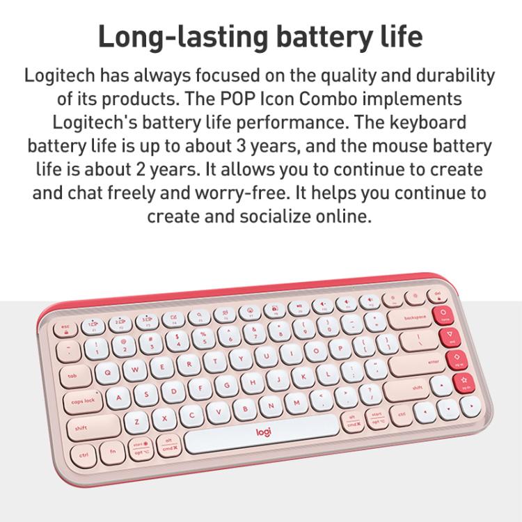 Conjunto teclado y ratón inalámbricos Logitech POP ICON Combo Bluetooth (Blanco)