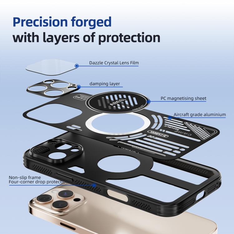 Funda ABEEL Ice Fox Series con disipador de calor Magsafe para iPhone 16 Pro Max (negra)