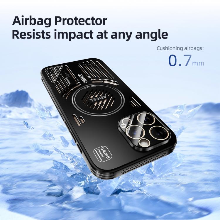 Funda ABEEL Ice Fox Series con disipador de calor Magsafe para iPhone 16e (negra)