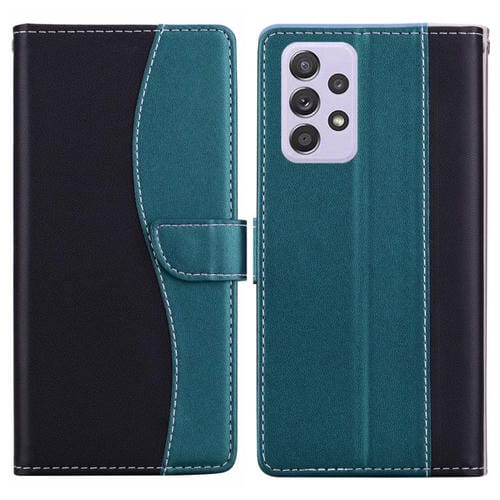 Funda de cuero bicolor con relieve para Samsung Galaxy A52/A52s 5G (negro y verde)