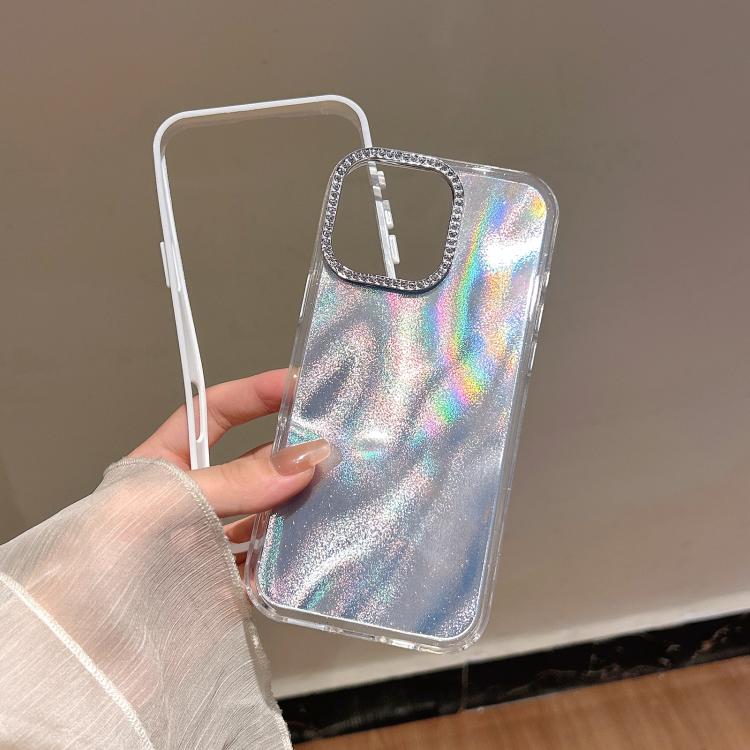 Funda 3 en 1 con diseño de arena movediza y marco de diamante para iPhone 16 Plus (rosa)