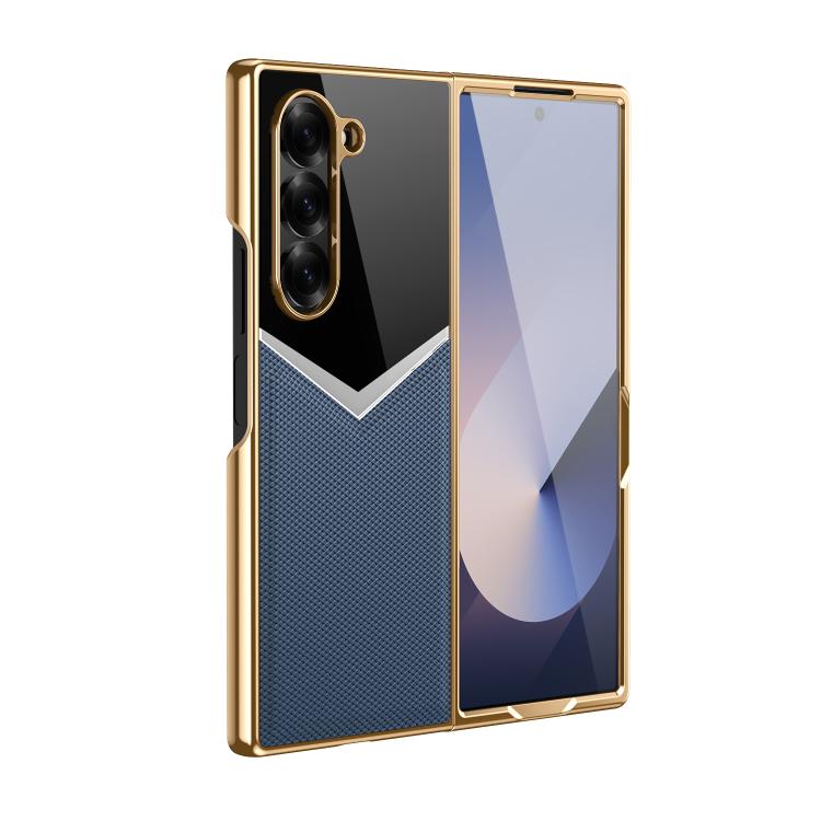 Funda plegable de cuero con contraste integrado para Samsung Galaxy Z Fold6 5G (azul oscuro)