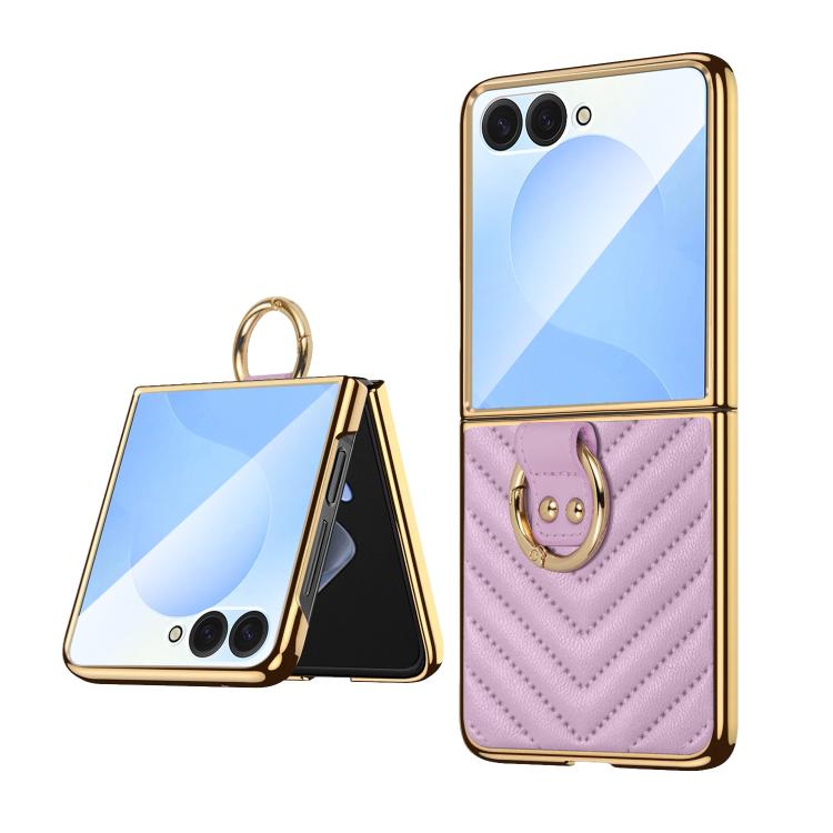 Funda de cuero con anillo metálico VIETAO Dream Series para Samsung Galaxy Z Flip7 (morado)