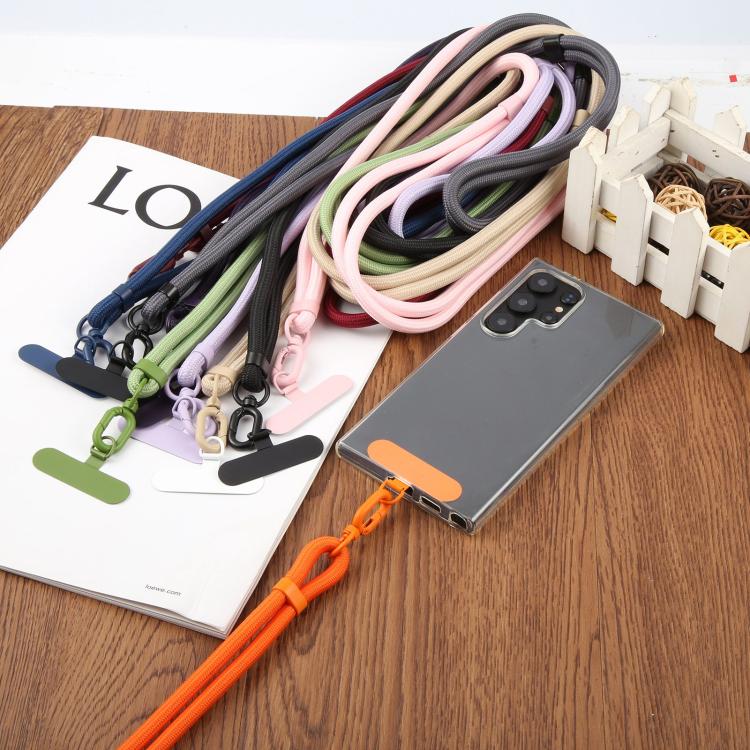 7mm Polyester Solid Color Two-way Adjustable Crossbody Mobile Phone Lanyard with Metal Gasket(Camel)
