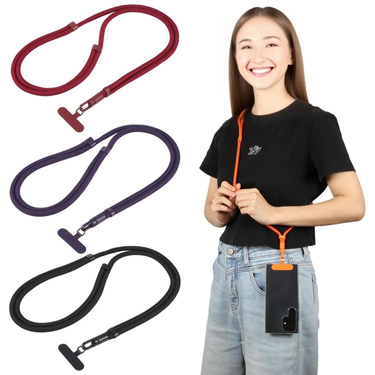 Cordón ajustable minimalista para teléfono móvil, de poliéster de 7 mm, color sólido (negro)