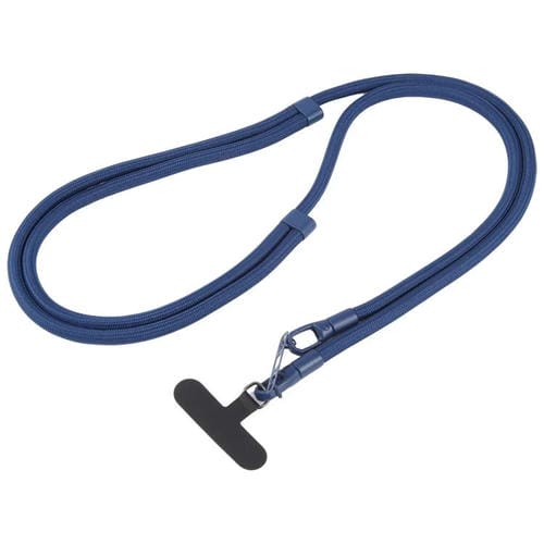 Cordón ajustable para teléfono móvil cruzado de poliéster de 7 mm, color sólido, con hebilla de doble cara (azul medianoche)