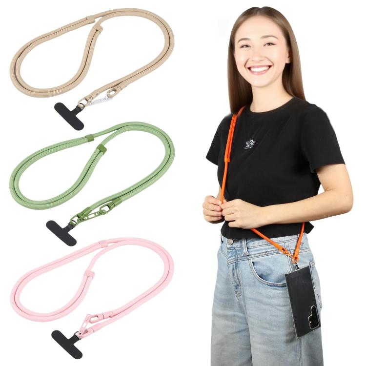 Cordón ajustable para teléfono móvil cruzado de poliéster de 7 mm, color sólido, con hebilla de doble cara (gris claro)