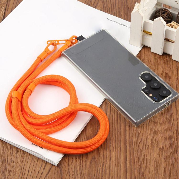 Cordón ajustable para teléfono móvil cruzado de poliéster de 7 mm, color sólido, con hebilla de doble cara (gris claro)