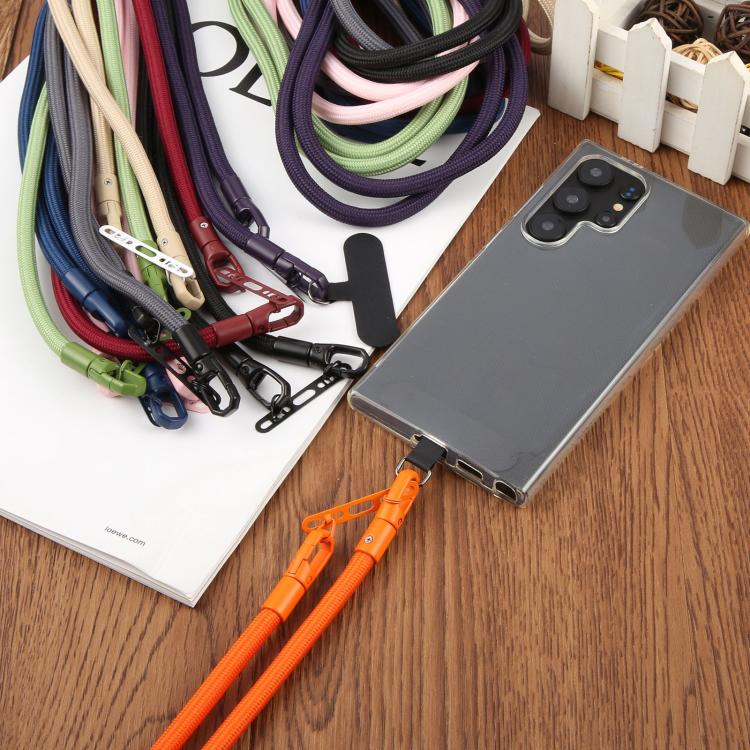 Cordón ajustable para teléfono móvil cruzado de poliéster de 7 mm, color sólido, con hebilla de doble cara (naranja)