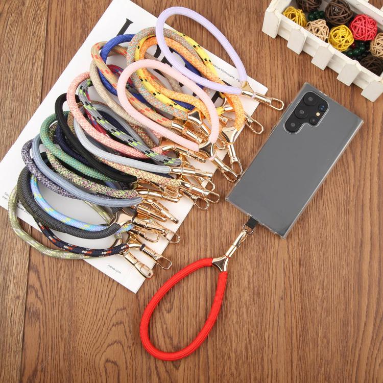 8mm Adjustable Gold Buckle Wrist Short Strap Anti-lost Mobile Phone Lanyard(Pink Colorful)