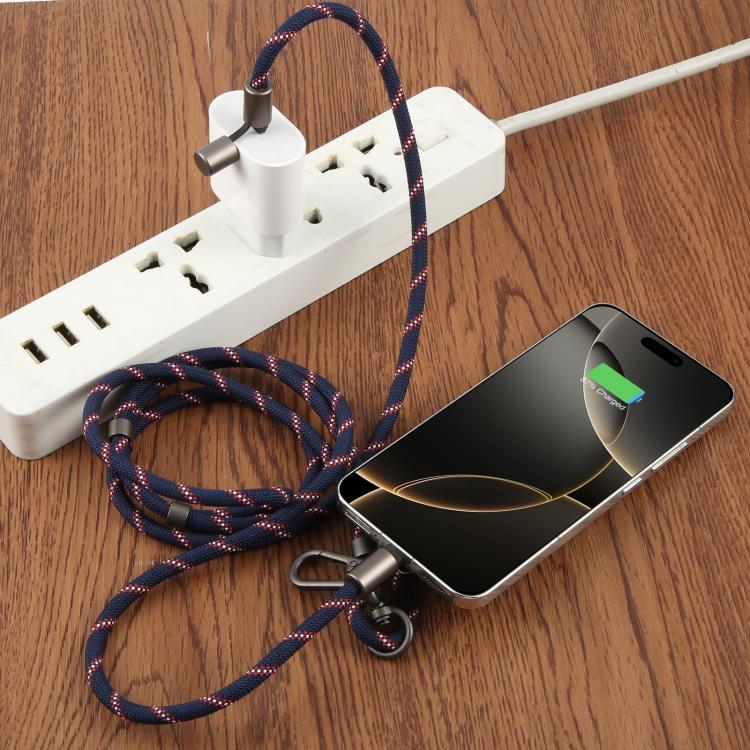 Type-C to Type-C Data Charging Cable Crossbody Phone Long Lanyard(Black)