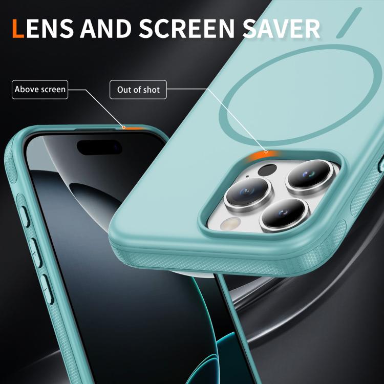 Funda híbrida de TPU Magsafe original para iPhone 16 Pro Max (azul claro)