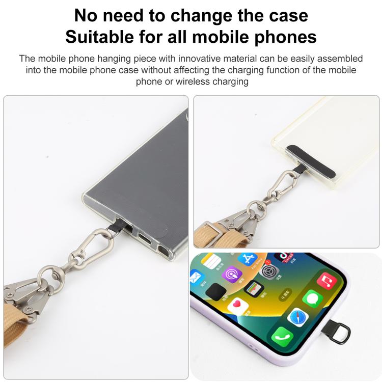 Type-C to Type-C Data Charging Cable Crossbody Phone Long Flat Lanyard(Khaki)