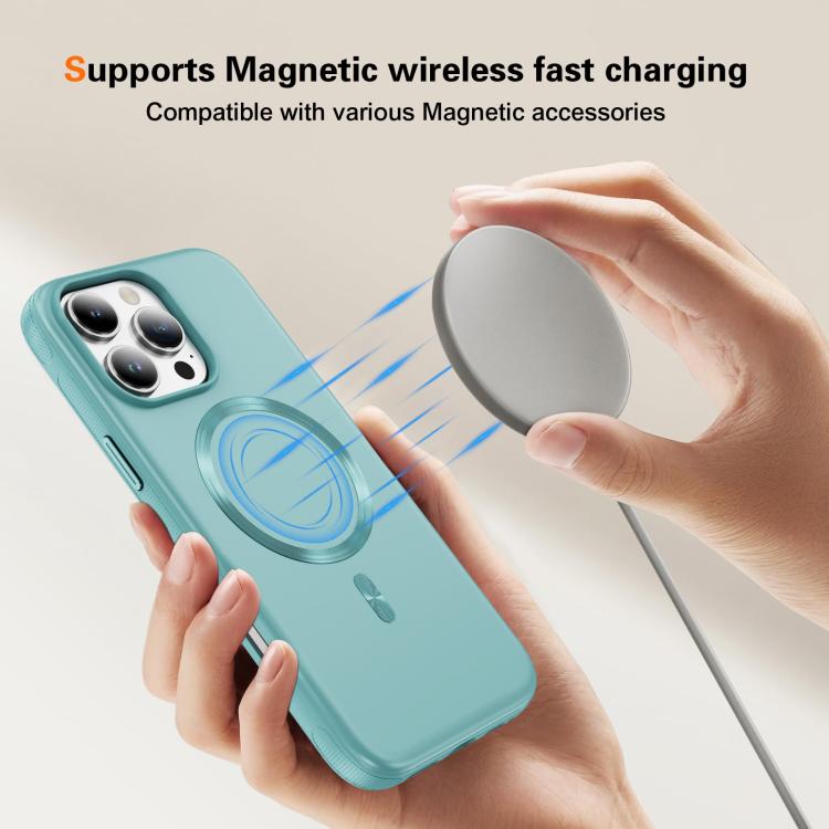 For iPhone 16 Pro Max Imitation Original CD Texture Magsafe PC Hybrid TPU Phone Case(Light Blue)
