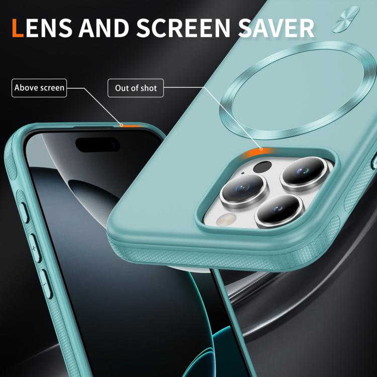 For iPhone 16 Pro Max Imitation Original CD Texture Magsafe PC Hybrid TPU Phone Case(Light Blue)