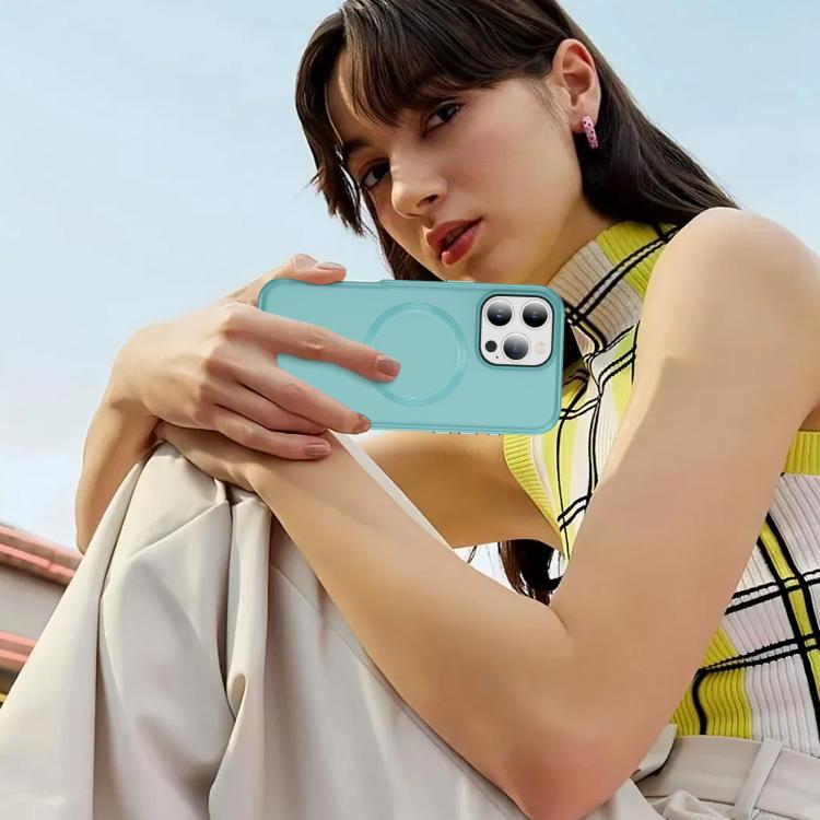For iPhone 16 Pro Max Imitation Original CD Texture Magsafe PC Hybrid TPU Phone Case(Light Blue)