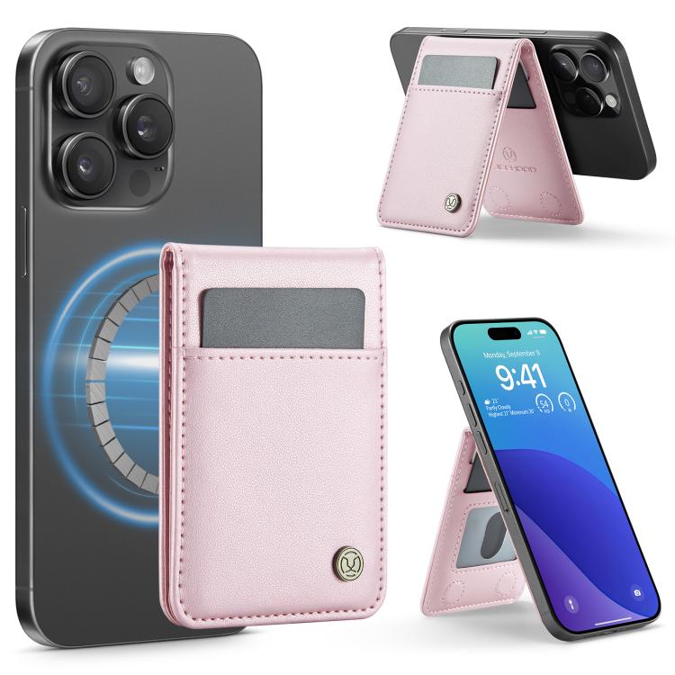 JEEHOOD J06 British Style RFID Magnetic Card Bag(Pink)