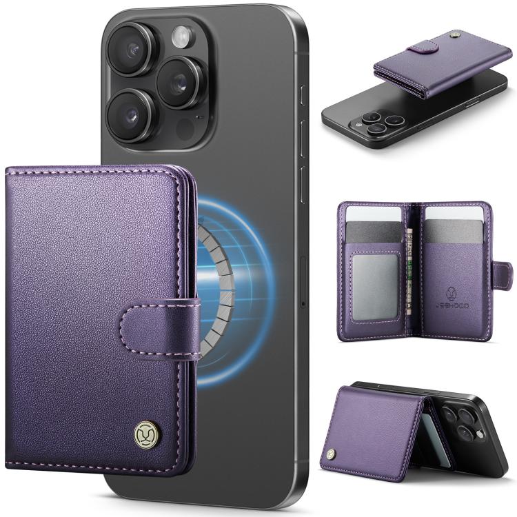 JEEHOOD J09 RFID - Bolsa para tarjetas con hebilla magnética (morada)