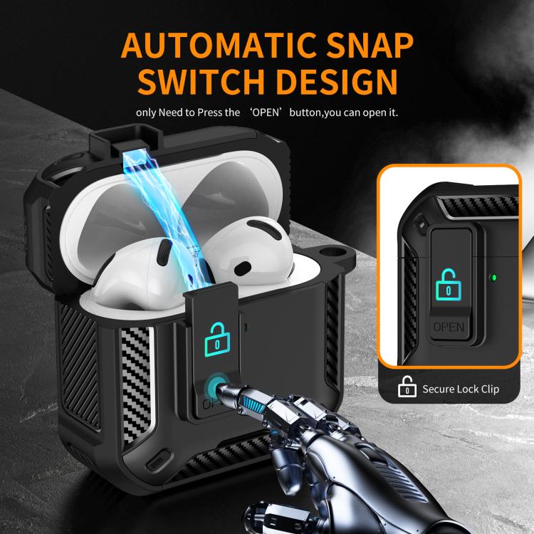 Estuche magnético MagSafe de dos colores para AirPods Pro 2 con soporte y cierre de seguridad (negro y azul claro)