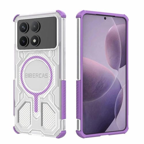 Funda BIBERCAS transparente con protección MagSafe Airbag para Redmi K70 (morado)