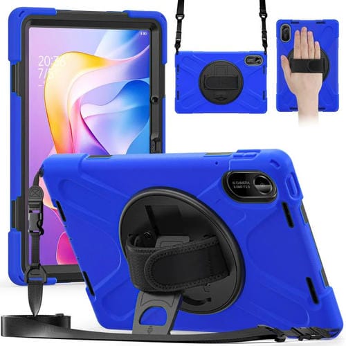 Funda híbrida de silicona con soporte giratorio para tableta Xiaomi Redmi Pad 2 11 2025 y correa para el hombro (azul)
