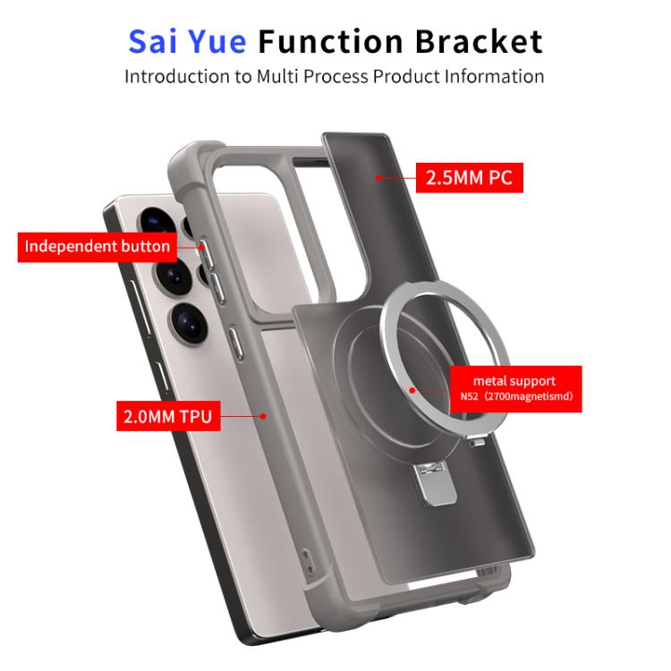 Funda para Samsung Galaxy S23 Ultra 5G con soporte MagSafe de cuatro esquinas a prueba de golpes (negra)
