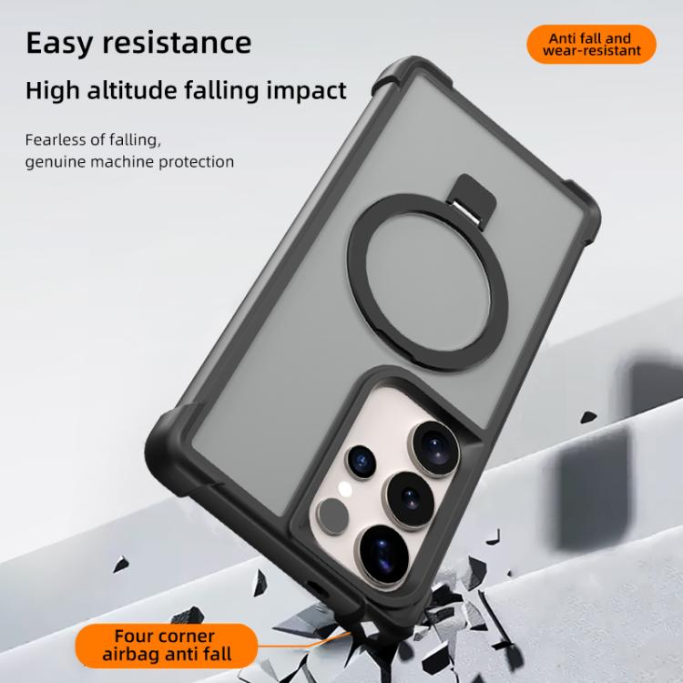 Funda para Samsung Galaxy S23 Ultra 5G con soporte MagSafe de cuatro esquinas a prueba de golpes (dorada)