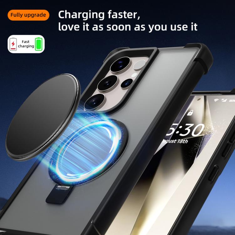 Funda para Samsung Galaxy S23 Ultra 5G con soporte MagSafe de cuatro esquinas a prueba de golpes (negra)