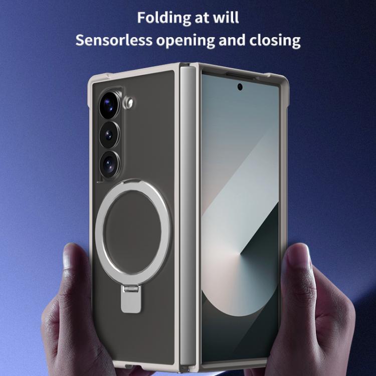Funda para Samsung Galaxy Z Fold5 con soporte MagSafe de cuatro esquinas a prueba de golpes (azul)
