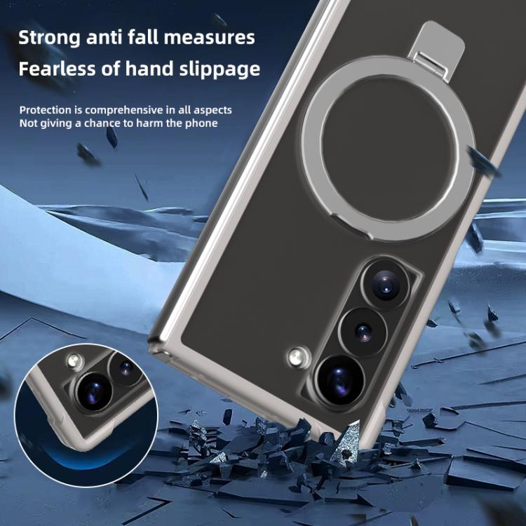 Funda para Samsung Galaxy Z Fold5 con soporte MagSafe de cuatro esquinas a prueba de golpes (morado)