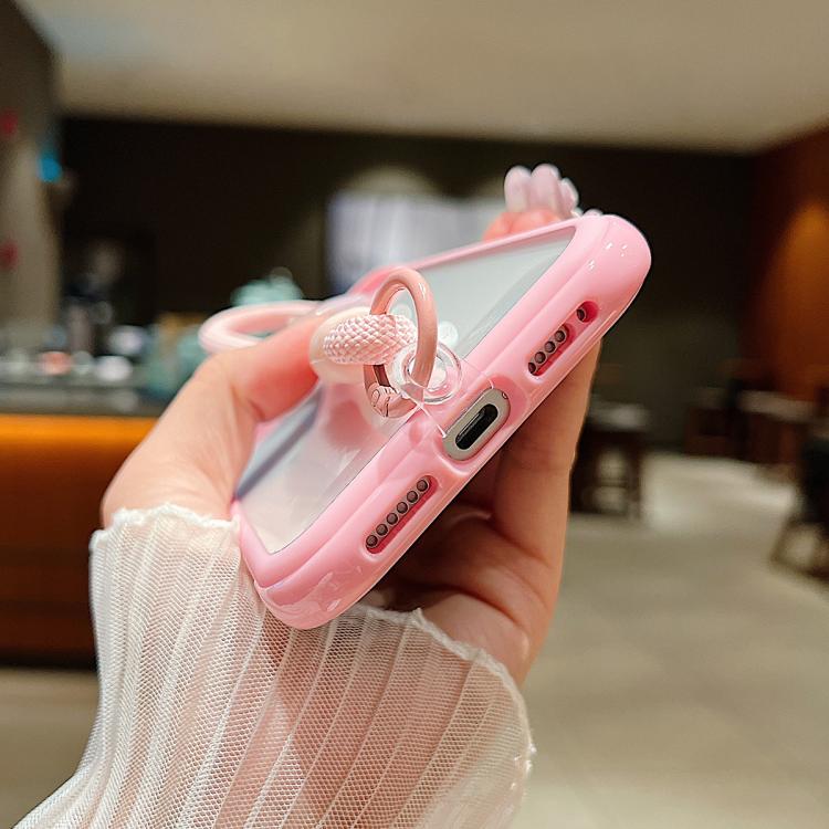 Funda de acrílico transparente de TPU con borde liso y correa para la muñeca para Samsung Galaxy S25+ / S24+ 5G (rosa)