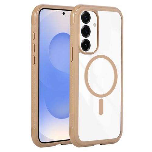 Funda magnética MagSafe transparente con borde liso para Samsung Galaxy S25+/S24+ 5G (marrón)