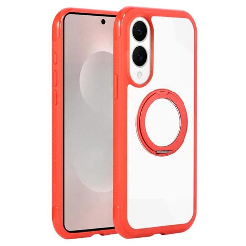 Funda para Samsung Galaxy S25 Edge 5G con borde transparente, rotación y soporte MagSafe (rojo)