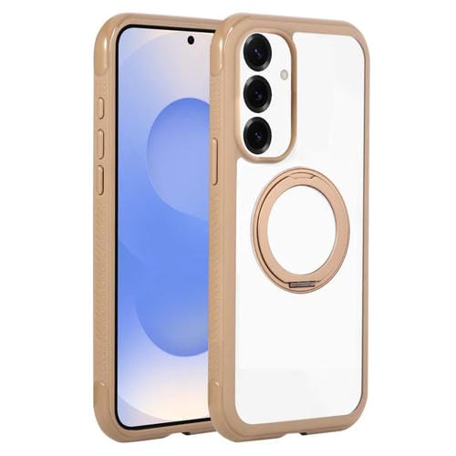 Funda MagSafe para Samsung Galaxy S25+ / S24+ 5G con borde transparente y rotación (marrón)