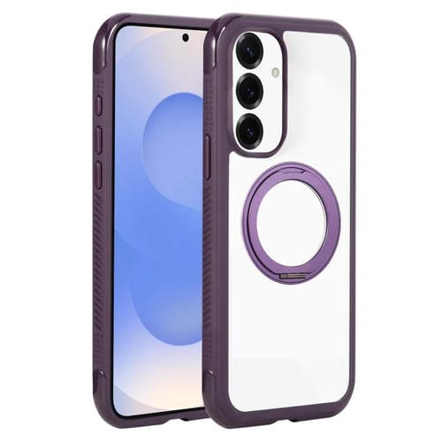 Funda MagSafe para Samsung Galaxy S25/S24 5G con borde transparente y rotación (morado oscuro)