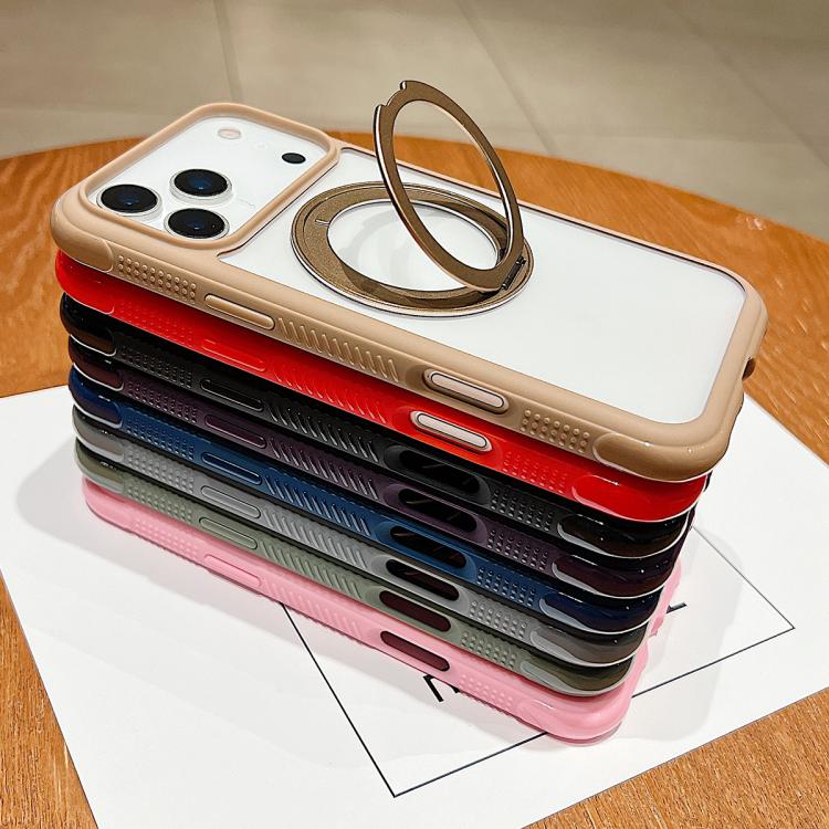 Funda MagSafe para Samsung Galaxy S25 Edge 5G, color sólido, transparente, con soporte giratorio (gris)