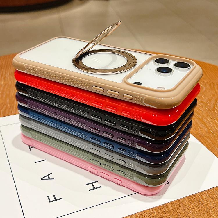 Funda MagSafe para Samsung Galaxy S25/S24 5G con borde transparente y rotación (verde militar)
