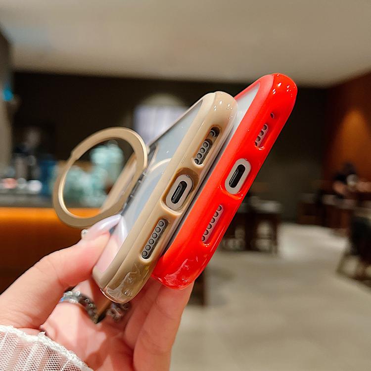 Funda MagSafe para Samsung Galaxy S25+ / S24+ 5G con borde transparente y rotación (rojo)