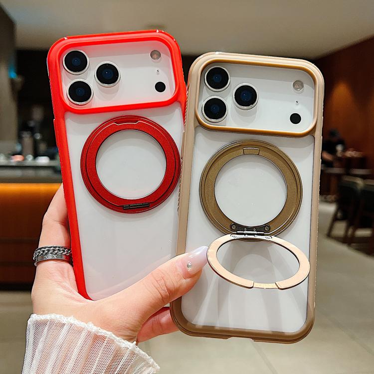 Funda MagSafe para Samsung Galaxy S25 Ultra / S24 Ultra 5G con borde transparente y rotación (marrón)