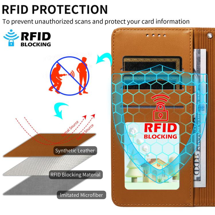 Funda de cuero tipo billetera con bloqueo RFID para Samsung Galaxy A24 4G, con diseño de corazón y perro en relieve (marrón)