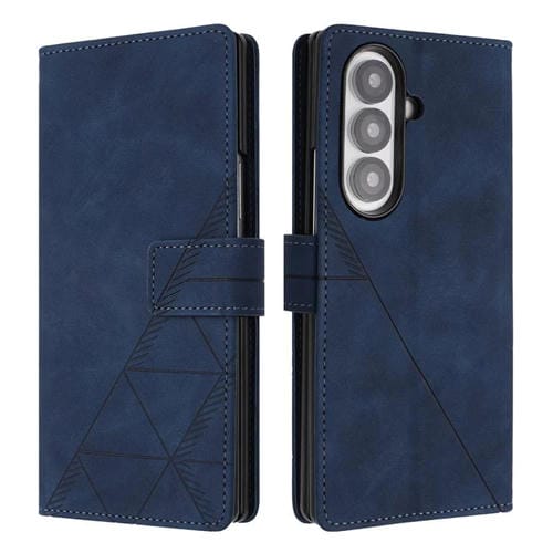 Funda de cuero con relieve 3D para Samsung Galaxy Z Fold7 5G (azul)