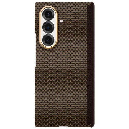 Funda con marco de metal y centro magnético de nanofibra MagSafe para Samsung Galaxy Z Fold7 5G (dorada)