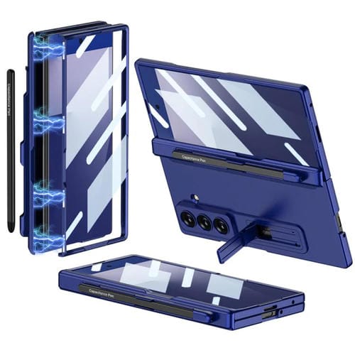Funda plegable magnética GKK para Samsung Galaxy Z Fold7 5G con ranura para bolígrafo (azul)