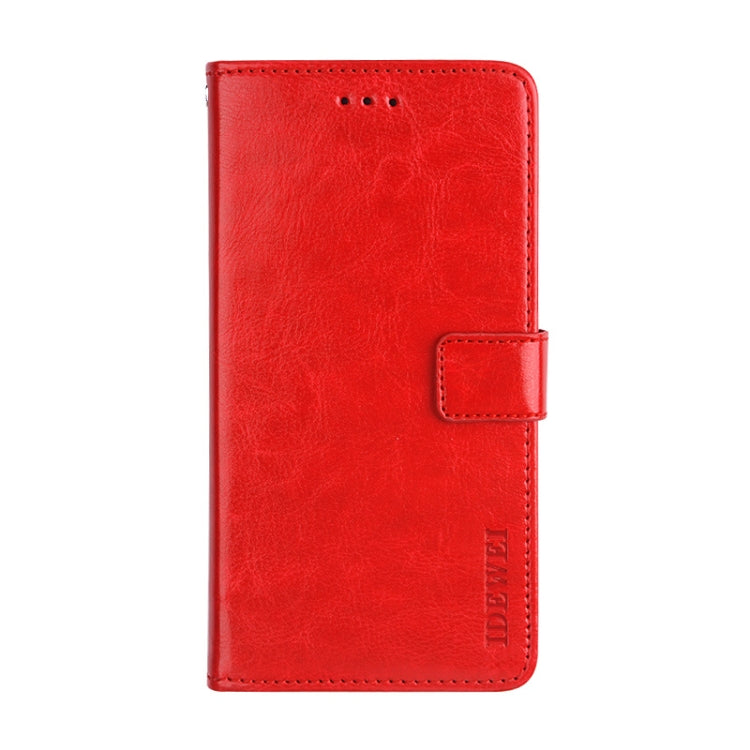Para Motorola Moto G9 (India) idewei Crazy Horse Texture Funda de cuero con tapa horizontal con soporte, ranuras para tarjetas y billetera (rojo)