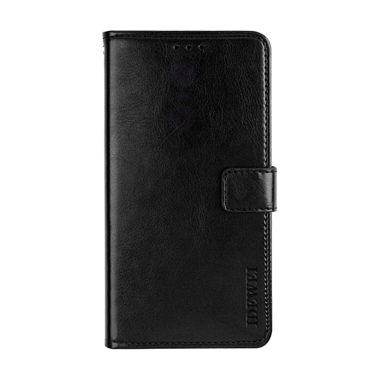 Para el caso de cuero del tirón de Motorola Moto Uno Fusion Plus idewei caballo loco Textura horizontal con el sostenedor y ranuras para tarjetas y monedero (Negro)