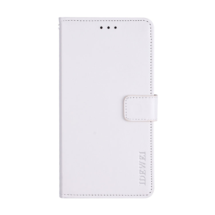 Para Motorola Moto One Fusion Plus idewei Crazy Horse Texture Funda de cuero con tapa horizontal con soporte, ranuras para tarjetas y billetera (blanco)