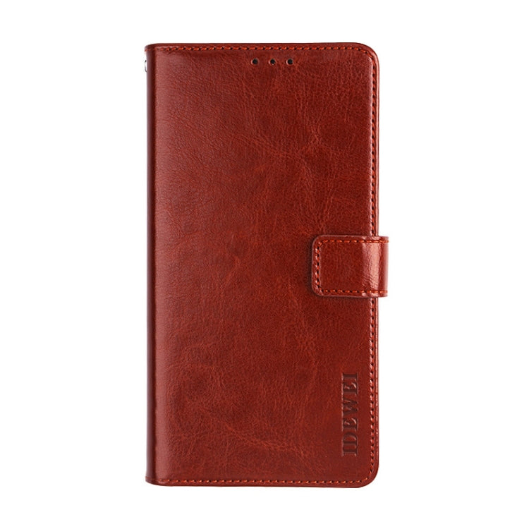 Para Nokia 3.4 idewei Crazy Horse Texture Funda de cuero con tapa horizontal con soporte, ranuras para tarjetas y billetera (marrón)