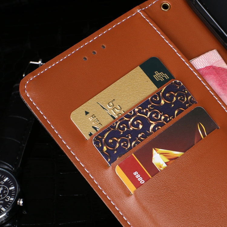 Funda de cuero con tapa horizontal con textura de cocodrilo idewei para Huawei Honor 30i con soporte, ranuras para tarjetas y billetera (azul oscuro)